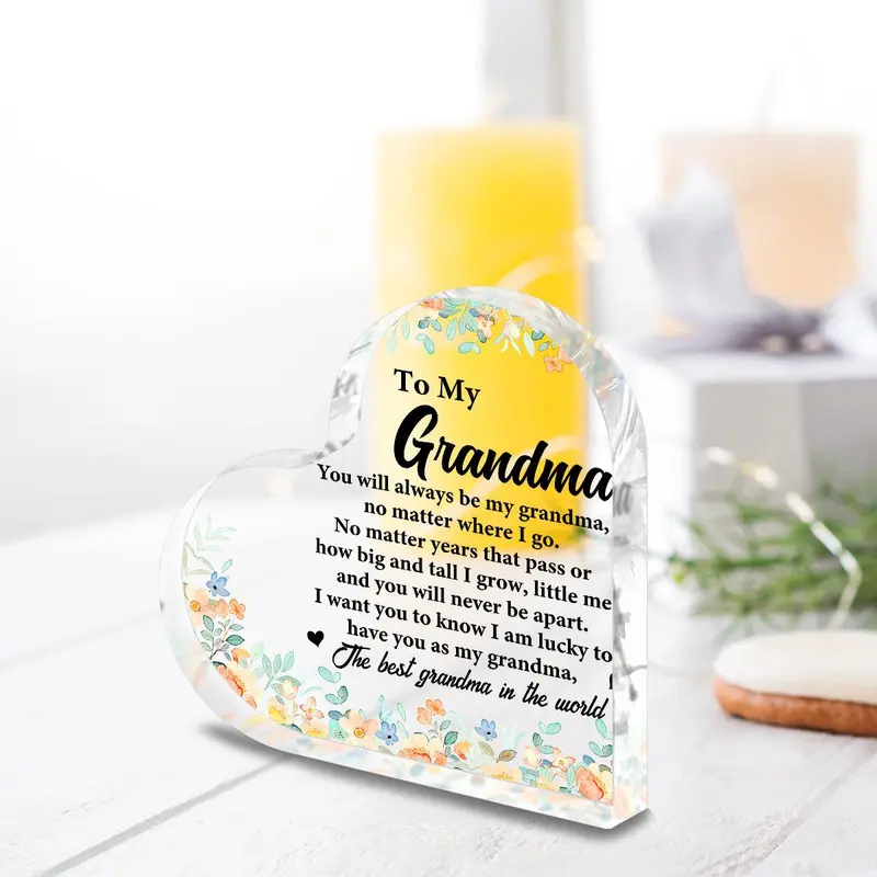 Acrylic Heart Shaped Desktop Ornament, Grandma Gift, Grandma Birthday Gift, Home Decor, Gift for Grandma, Grandma Souvenir 4