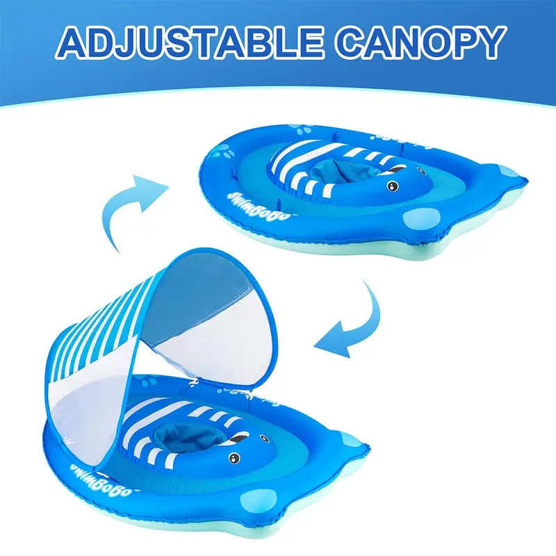 Inflatable Baby Swimming Ring With Sunshade, Swimming Ring For Toddlers, Water Sports Equipment For Indoor And Outdoor Swimming 7