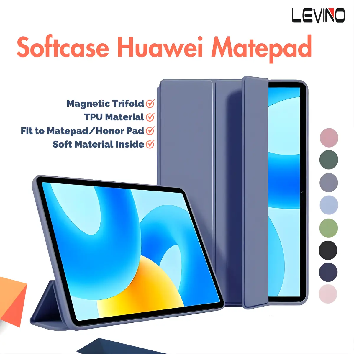 LEVINO DIY Flip Case Trifold Smart Cover Compatible for Huawei Matepad 11 / SE 11" / 11.5 / Air 11.5 / 11.5S / Matepad SE 10.4" / T10s