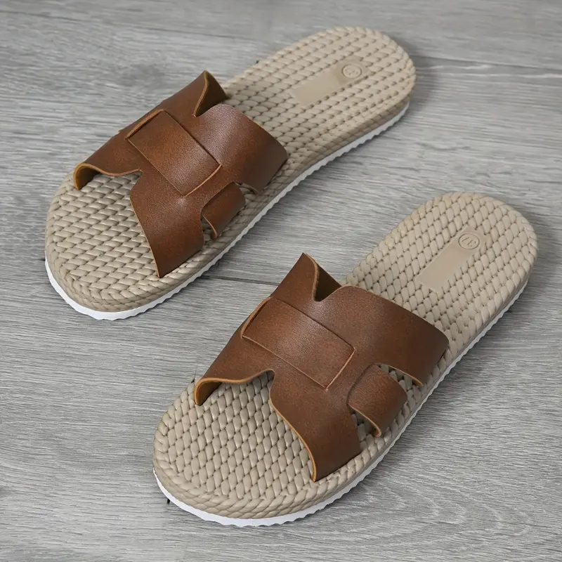 2025 New Women's Summer Slip-On Flat Sandals - Handmade Faux Cover Upper, Ultra-Soft EVA Cushioned Insole & Non-Slip Sole for Casual Outdoor Home Wear - Brown, Braided Shoe Design 3