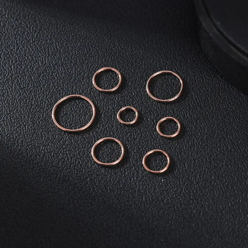 1 PC Stainless Steel Nose Ring Colorful Nostril Piercing Circle Septum Ring 16/18/20G Nose Clicker Simple Body Piercing 4
