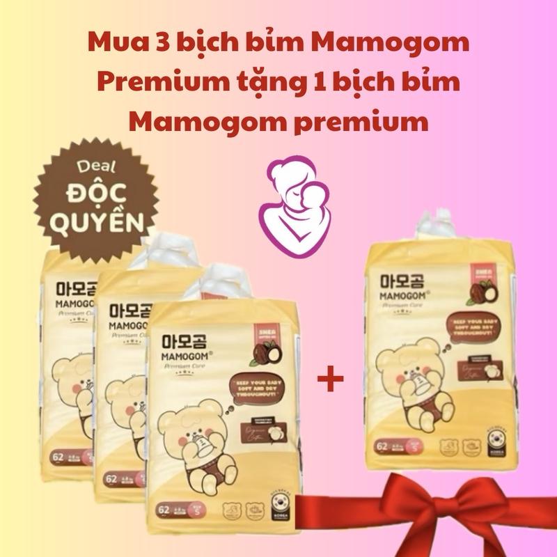 (Mua 3 bịch tặng 1) Combo 4 bịch bỉm Mamogom Premium đủ size cho bé