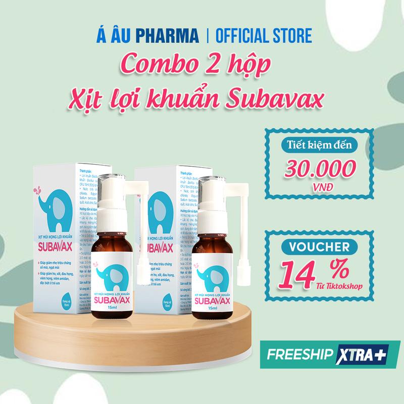 [Combo ưu đãi 2 hộp] Xịt Mũi Họng Lợi Khuẩn Subavax - Màu Xanh (15ml) - Công ty Á Âu