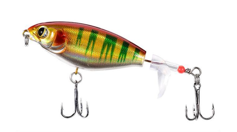 COD 5 Warna Umpan Pancing Permukaan Air 1PCS 10g Umpan Minnow Ekor Berputar Plastik Pintail Bass dengan Mata 3D Whopper Plopper dengan 2 Mata Kail Pancing Aksesori