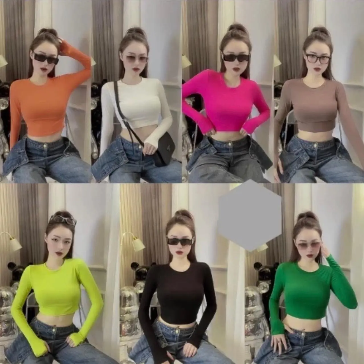 Áo thun nữ phom croptop ôm body nhiều màu trơn tăm lạnh quảng châu , áo thun crt body 100% cotton  Jean Women mã b16