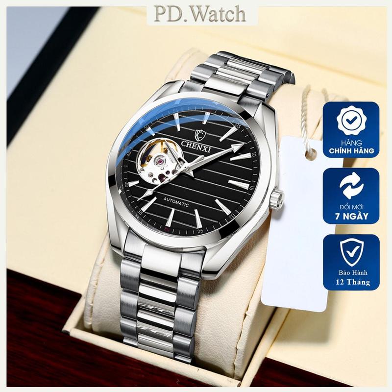    Tặng Dụng Cụ Cắt Mắt Dây  Đồng Hồ Cơ AUTOMATIC Chenxi Quai Thép Đúc Kiểu Dáng Sang Trọng Watch Đeo Tay Nam Titan 