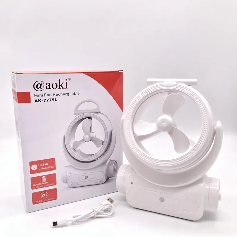 AOKI Kipas angin Meja Charger USB-C dapat dilipat lampu darurat 6.5inches tahan hingga 8Jam kipas  charger 5
