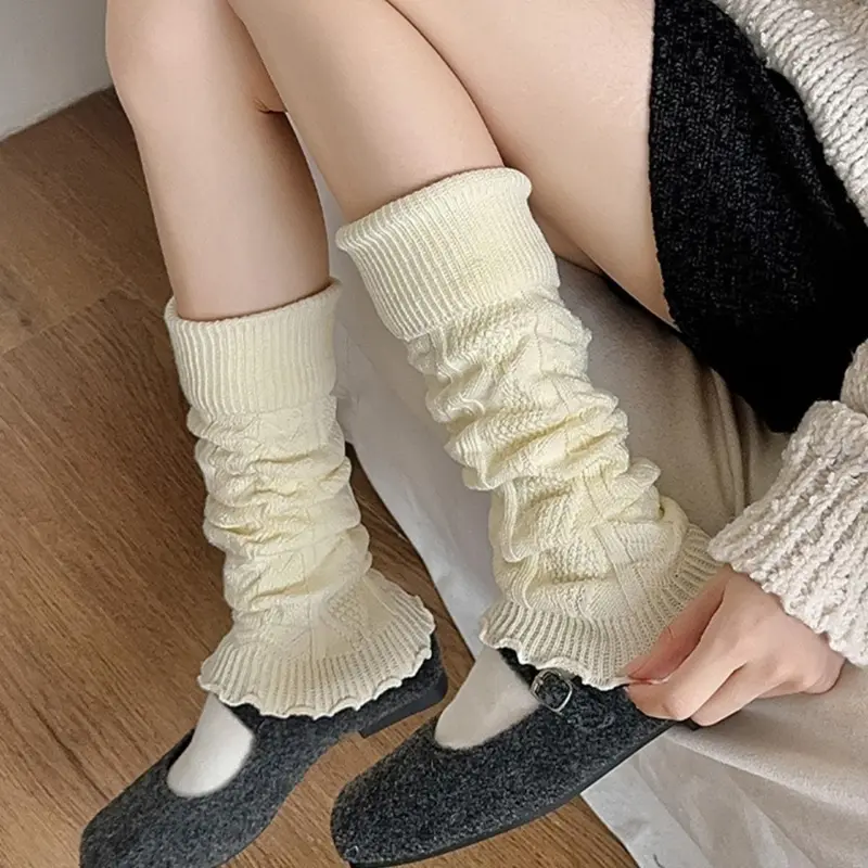 Tất Chân Nữ, Phong Cách Y2K, Màu Trơn Lolita Dệt Kim, Tất Dài, Che Chân, Móc Len, Tất Có Mũ Bốt, Thích Hợp Cho Mùa Thu Và Mùa Đông, Có Sẵn Trong 1 / 2 Đôi 2