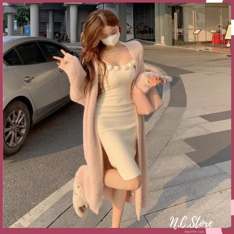  Áo Khoác Len Lông Thỏ Tay Ôm Dáng Dài Hàng QC cao cấpp Nữ Women 