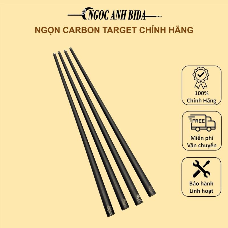 Ngọn cơ bida Target ren 18 Clb ren Radial Uniloc full carbon đầu 12.4m típ rhino phíp Acrylic