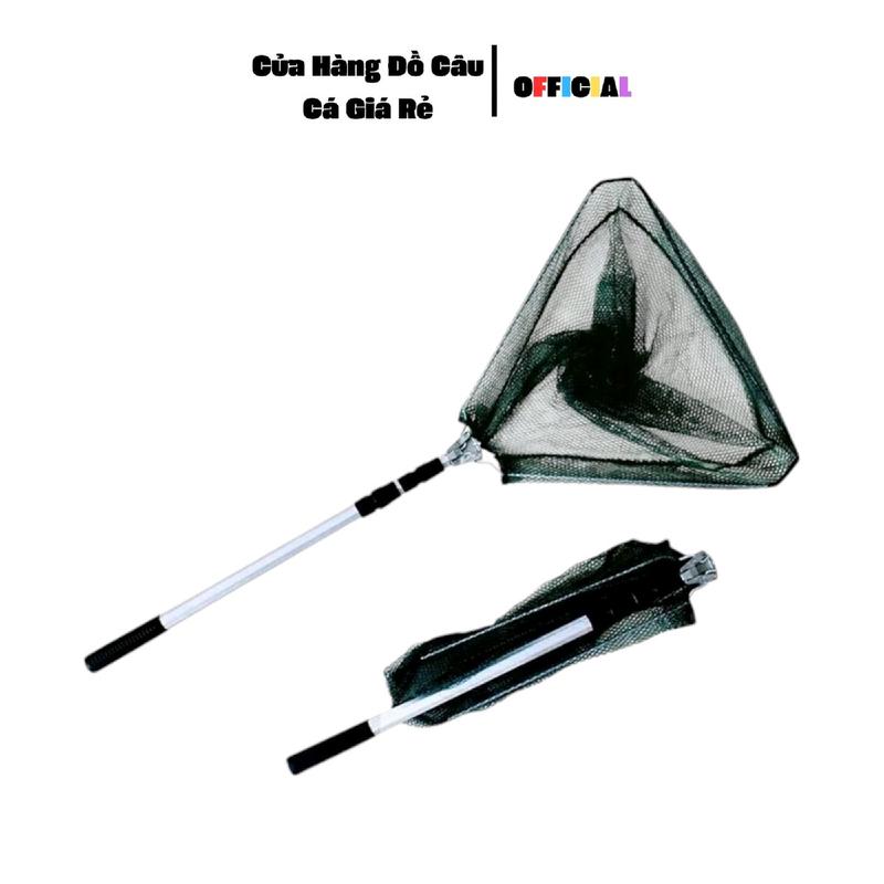 Vợt Cá Gấp Gọn 2m1 Inox Cán Nhôm Không Gỉ Tam Giác Đi Câu Fishing