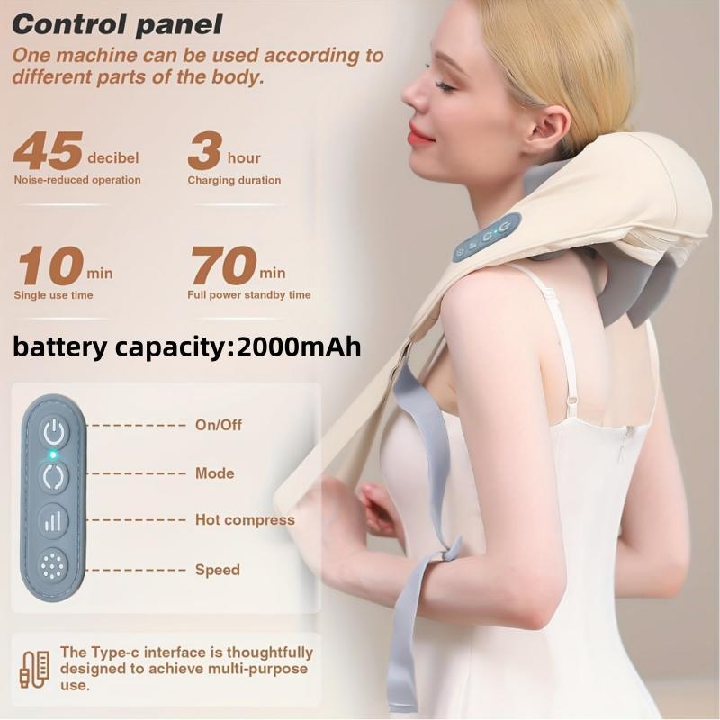 Electric U-shaped Multi-function Neck & Shoulder Massager, Cervical Back Muscle Relaxing Massage Shawl, Personal Care Appliances for Men & Women, Stocking Fillers Gift 5
