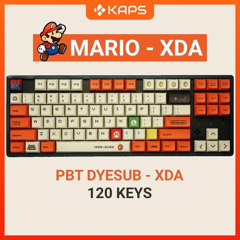 Keycap Mario XDA 2022 PBT profile XDA in dyesub 120 nút cho bàn phím cơ layout 108/104/98/87/84/75/68/64/61