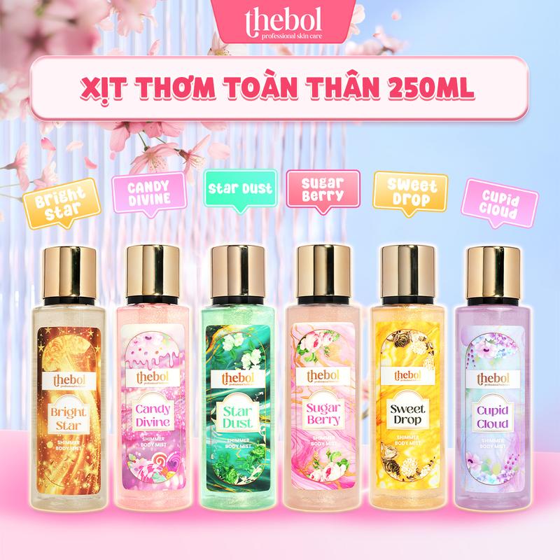Xịt Thơm Toàn Thân TheBol Lưu Hương Lâu Ánh Nhũ Kim Tuyến Lấp Lánh An Toàn Cho Da Nhạy Cảm 250ml - Perfume