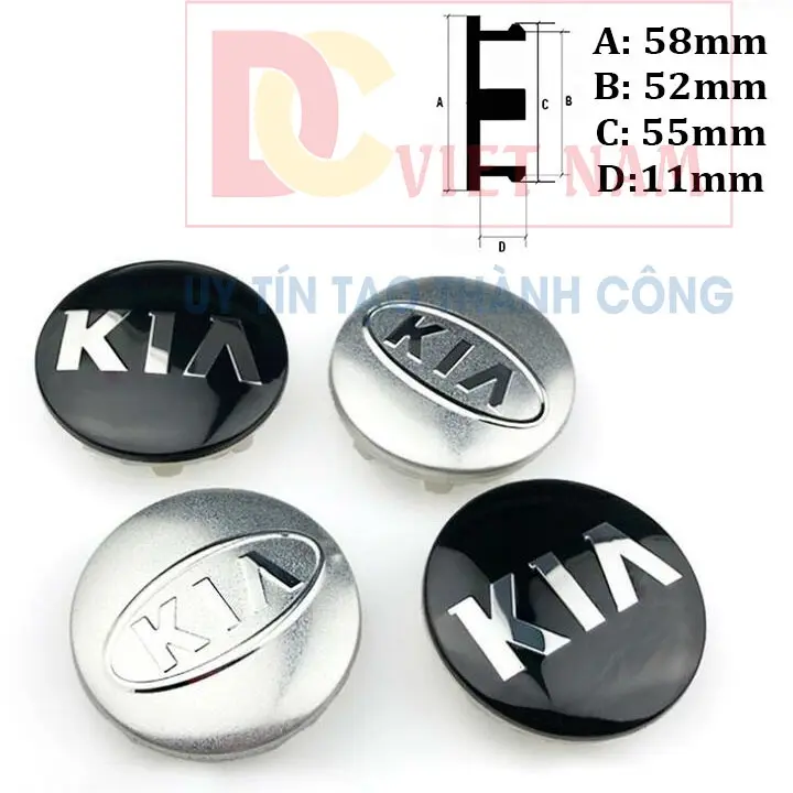 1 chiếc Logo chụp mâm, ốp lazang bánh xe ô tô Kia đường kính ngoài 58mm, Nhựa ABS - HÀNG CÓ SẴN