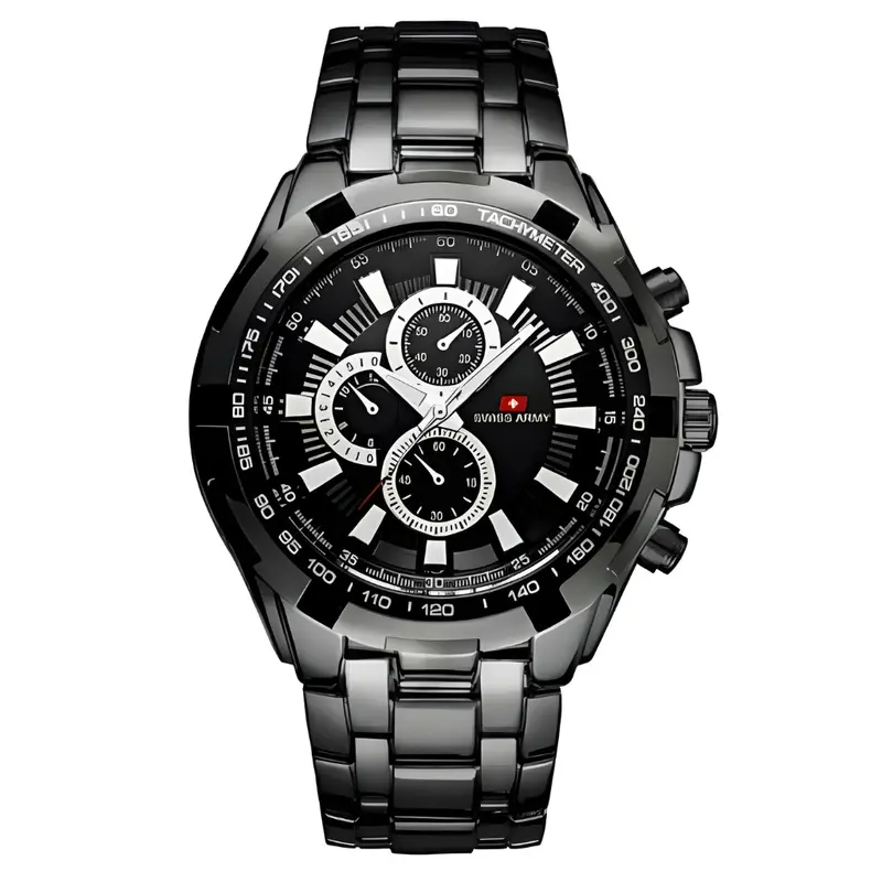 Terlaris !!! Fashion Kasual  ANALOG Mewah Jam Tangan PRIA Elegan SA1349 Rantai SOLID [STAINLESS STEEL] Diameter : 4 cm | Chrono OFF (VARIASI) | Free BOX Dan BATERAI Cadangan | WATER RESISTANT | TAHAN AIR 1