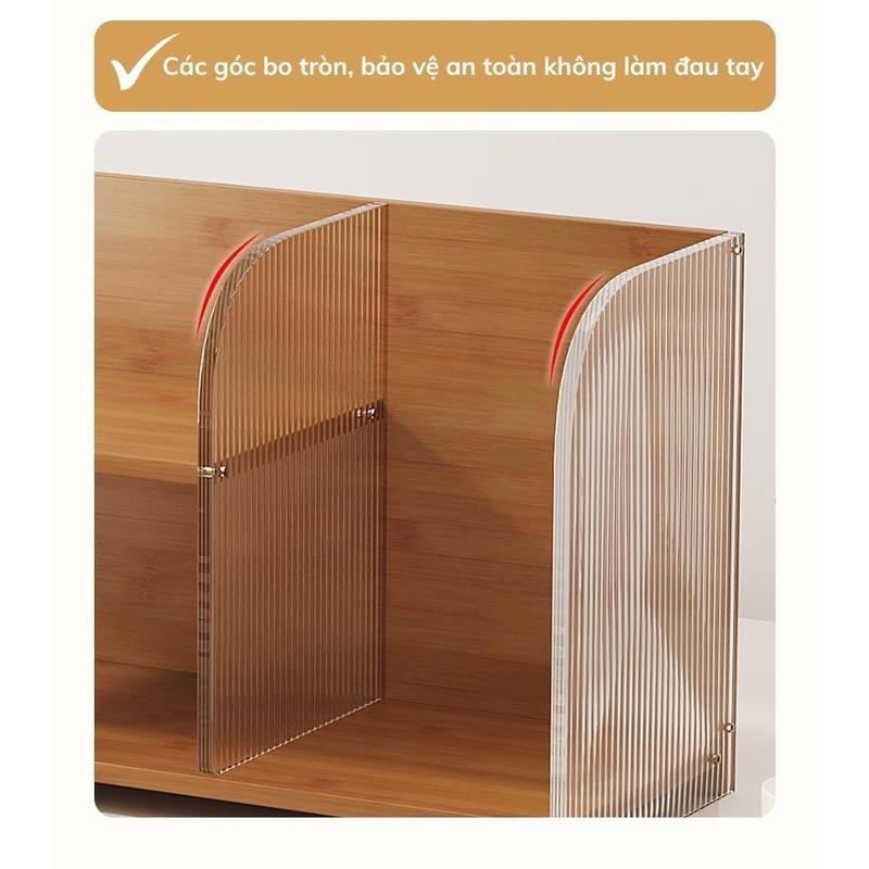 Kệ Đựng Mỹ Phẩm Tiện Lợi và Nhỏ Gọn, Kệ Nhiều Ngăn Để Bàn Trang Điểm Phòng Ngủ, Chất Liệu Gỗ Tre Và Nhựa Acrylic Cao Cấp 5