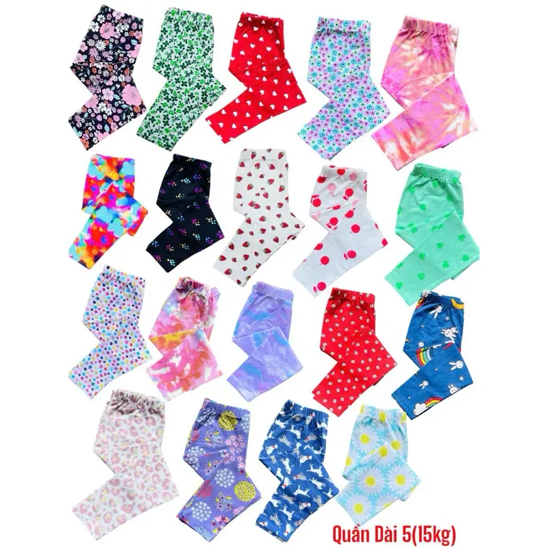 Combo 5cái Quần Legging Bé Gái 10-40kg Thun Cotton co giãn 4 chiều