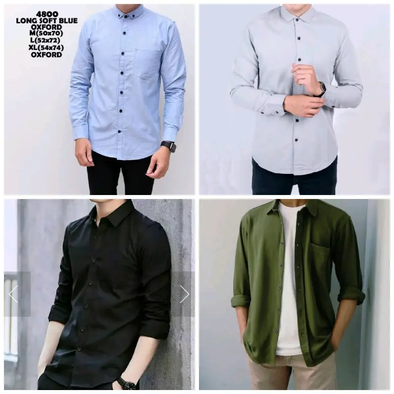 Paket usaha COD KEMEJA POLOS 4 PCS PANJANG Katun Pria Kerja Formal Hitam Slimfit Casual Putih Kantor Cowok Navy Basic 3