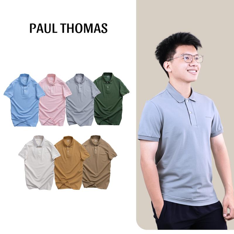 Áo Polo Nam Cộc Tay Cao Cấp Vải Sợi Cotton Co Giãn Thoáng Mát Hàng Chính Hãng - Paul Thomas Menswear Store Ngắn Tay Có Cổ