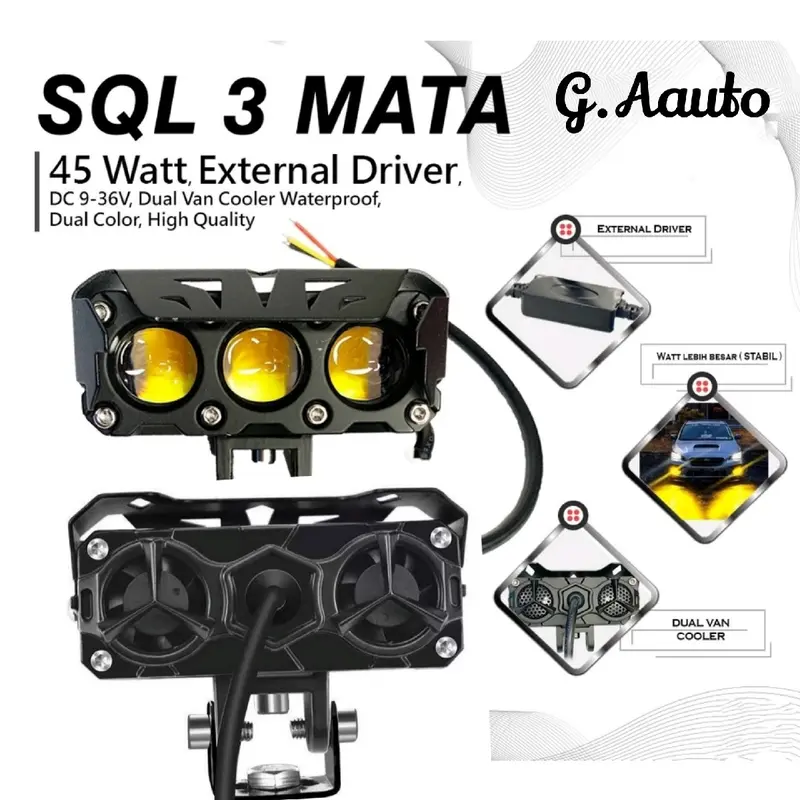 LAMPU TEMBAK CSP LASERGUN 2 WARNA PUTIH KUNING 60WATT + KIPAS PENDINGIN Lampu Sorot Car Kabel 0