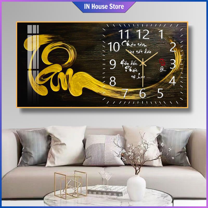Đồng Hồ Tranh Treo Tường Chữ THƯ PHÁP Tráng Gương in UV 3D Cao Cấp Decor Phòng