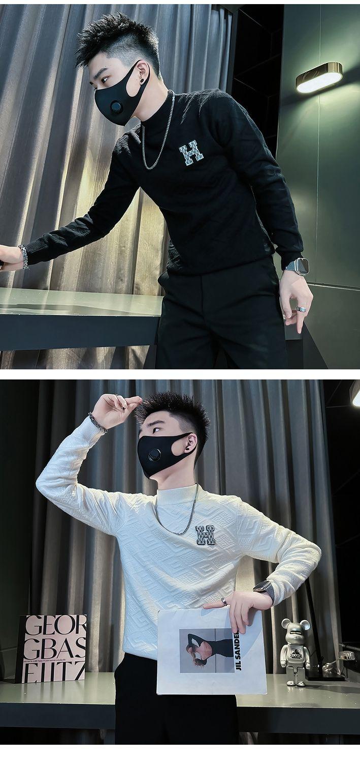 Product Introduction of Half-High Round Neck Sweater Men's Winter Trendy Brand Stylish Jacquard Knitwear 2024 Men's Inner Layer Base Shirt 17