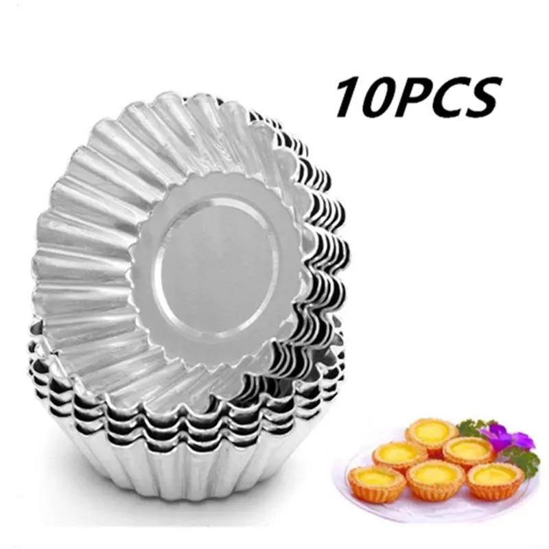 Reusable Stainless Steel Egg Tart Molds, 10pcs Cookie Pudding Jellies Pastry Molds, Baking Accessories for Home Kitchen Dessert Shop Picnic Baking House 0