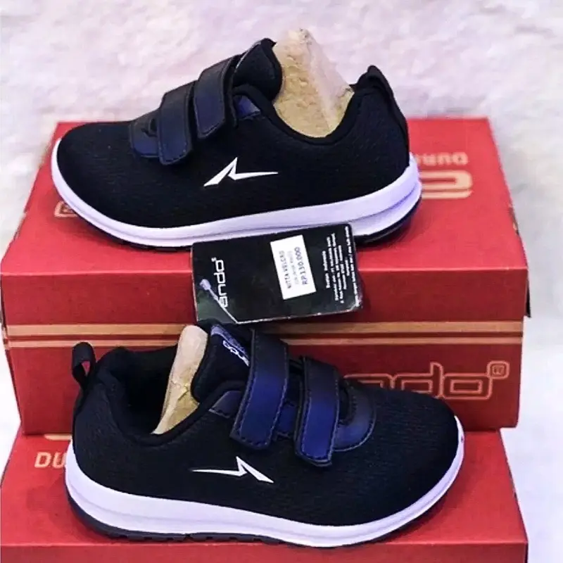 sepatu sekolah anak ando nitta velcro/bsc35 hitam putih sz 29-36 sepatu anak perempuan/laki-laki terbaru Fashion 1