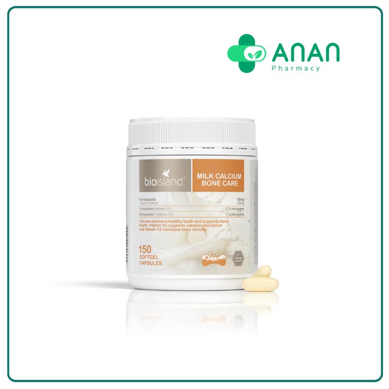 Canxi Bioisland Bone Care - Canxi bầu hữu cơ từ sữa 160mg/viên (lọ 150v)