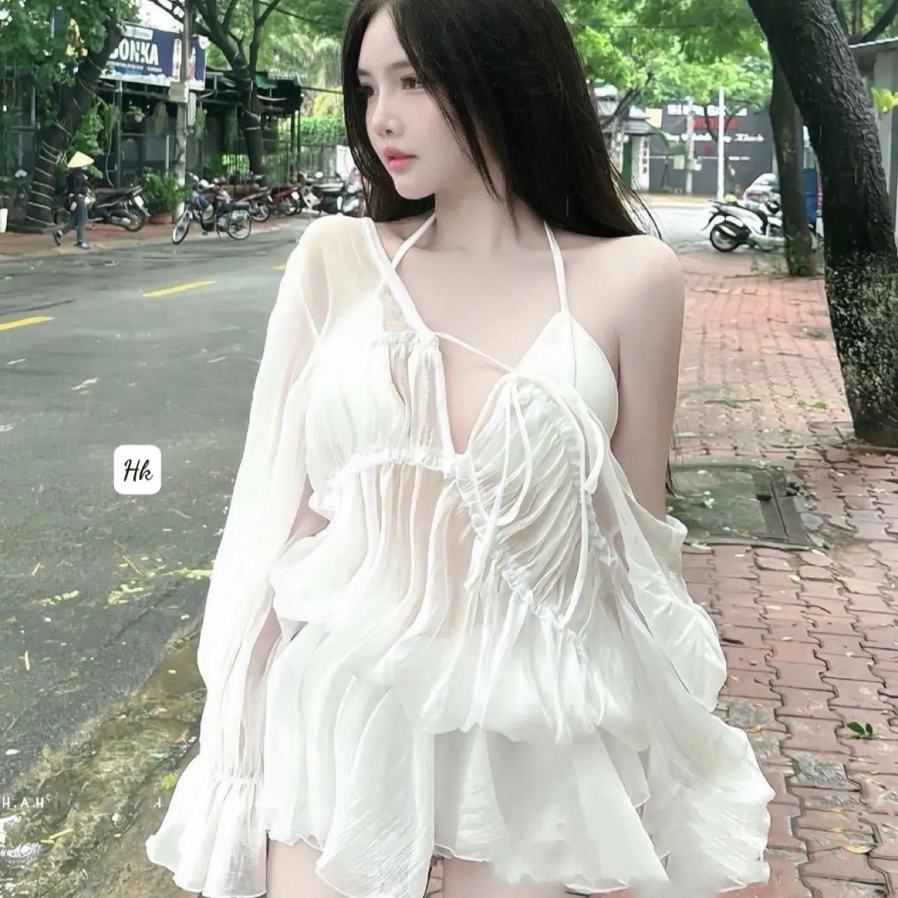 ￼Set tơ gồm áo bikini áo tơ kết hợp quần phù hợp đi du lịch đi biển hai màu Top Nữ