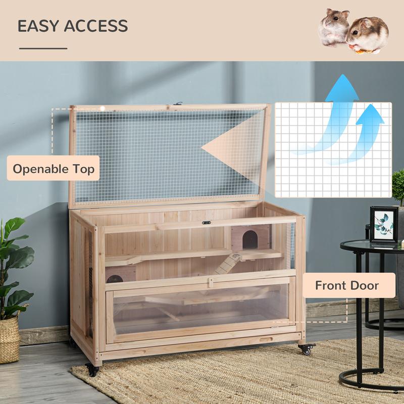 Wooden Hamster Cage,Three Tiers For Ample Room And Exercise, Offering ... - Spacious Hamster Cage With Exercise Wheel And Ample Space