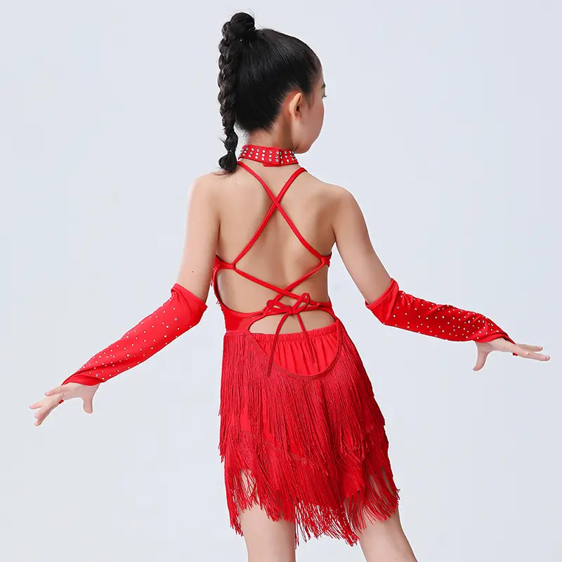 Trang Phục Váy Khiêu Vũ, Cho Bé Gái, Váy Cho Bố, Váy Tango, Trang Phục Lễ Hội, Trang Phục Khiêu Vũ, Trang Phục Salsa Latin, Váy Khiêu Vũ Tua Rua 3
