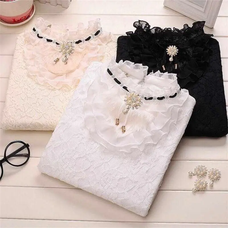 Áo Lớp Nền Ren Cao Cấp, Dày Và Lót Lông Cừu, Dài Tay, Thích Hợp Cho Mùa Thu Và Mùa Đông, Đồ Lót Nữ, Phong Cách Phương Tây, Áo Phông Ấm Áp, Áo Sơ Mi Nhỏ Hàng Mới Về