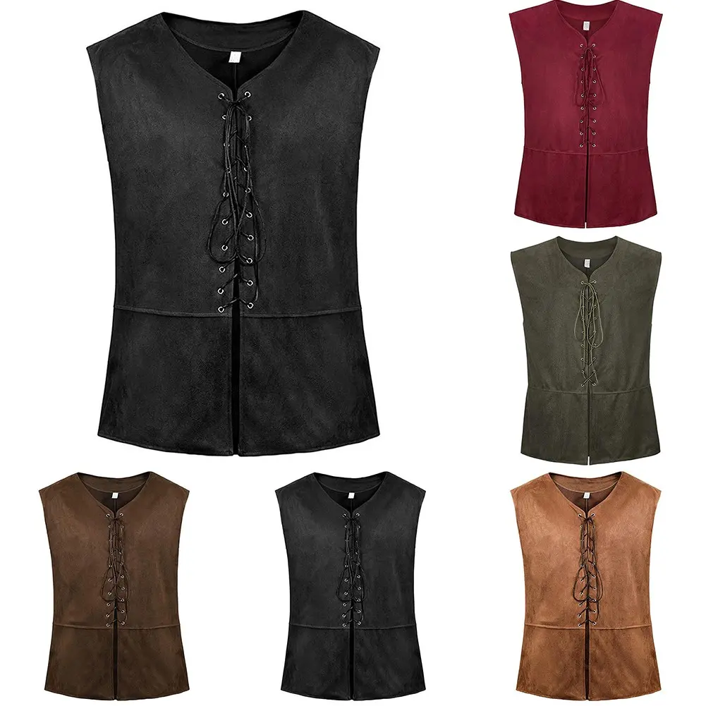 [Best Deal] Mens Medieval Vest Pirate Costume Renaissance Steampunk Gothic Lace-up Waistcoat