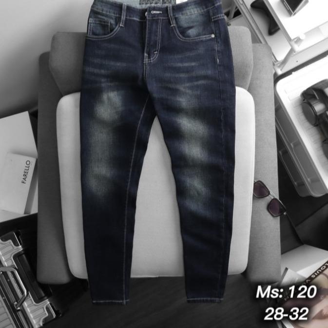 Quần Jean Dài Nam Màu Xanh Rêu Ôm Gọn Chất Vải Co Giãn