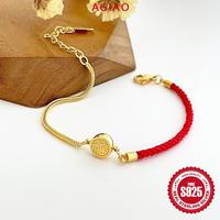Gambar AGIAO Gelang Kaki Tali Merah Titanium Steel Tidak Pudar Lucky Double-Sided 3D Small Fortune Pendant Untuk Wanita - Emas, 20+5cm dari A.GIAO.ID Kab. Gresik 5 Tokopedia