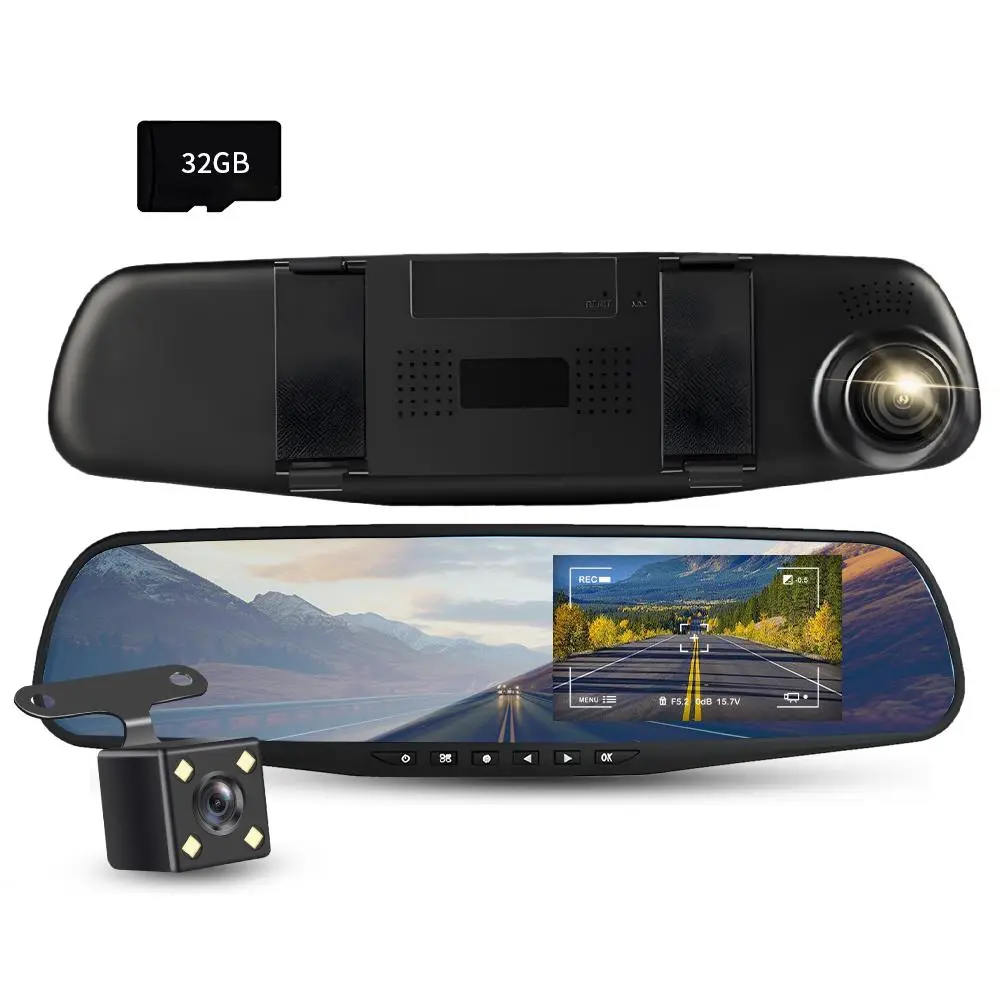 HD 1080P Front & Rear Dash Cam, Car DVR with 32GB Card, Dual Lens Car Recorder Support Night-Vision, Loop Recording Car Video Surveillance, Autos, Automotive