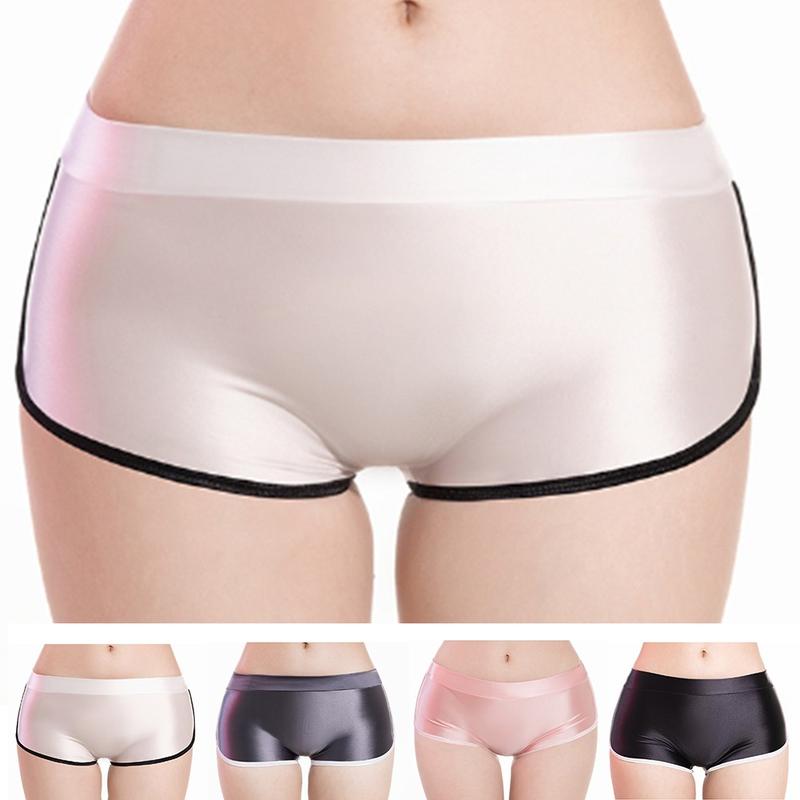 Đồ Lót Gợi Cảm, Dành Cho Phụ Nữ, Quần Đùi An Toàn Sáng Bóng, Đồ Lót Co Giãn, Quần Lót Boxer Mịn Màu Hồng Women 0