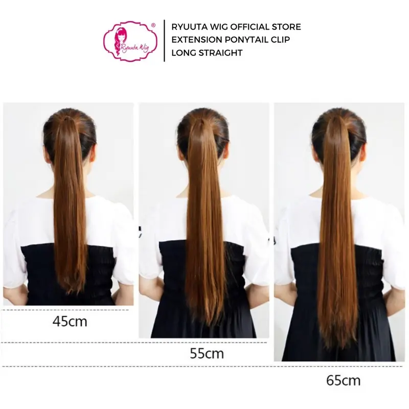 Ryuuta Wig Extension Ponytail Jepit Lurus Panjang Hitam Coklat PTC 45 cm 55 cm 65 cm 2