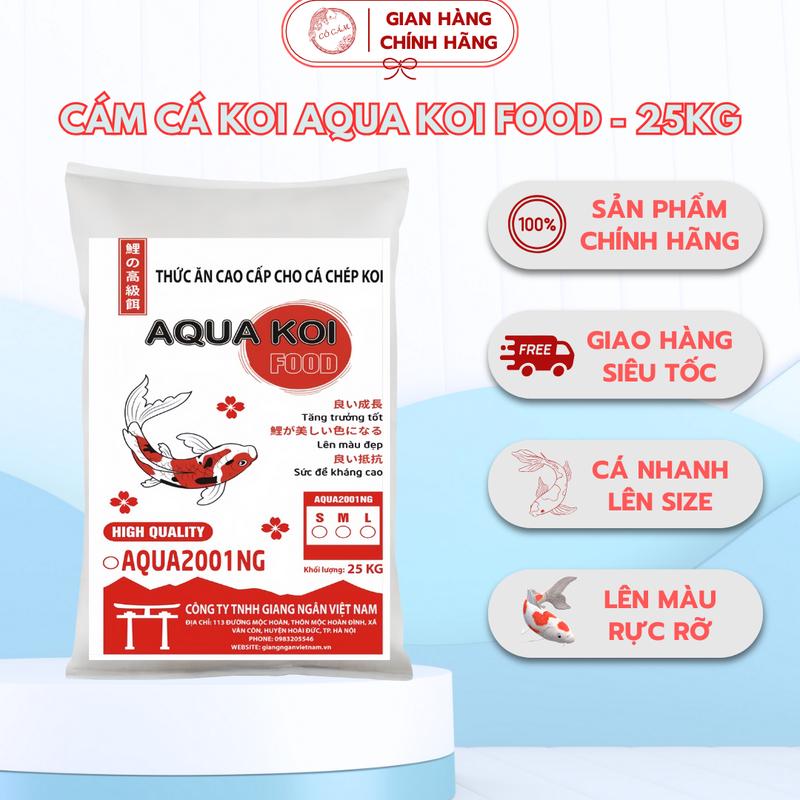 Cám cá koi  Aqua Koi Food [5kg- bao trắng] Tăng màu, tăng size, không váng dầu