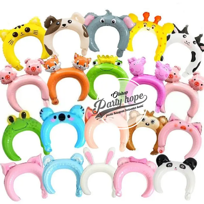 ( isi 10 ) balon bando anak karakter / balon bandana / balon karakter / Animal head band ( isi 10 ) balon bando anak karakter / balon bandana / balon karakter / Animal head band