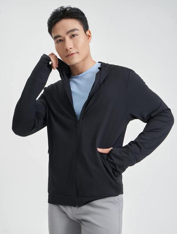 Áo chống nắng nam CANIFA chất liệu polyester co giãn có mũ kéo khoá bản cải tiến 2024 8OT24S001