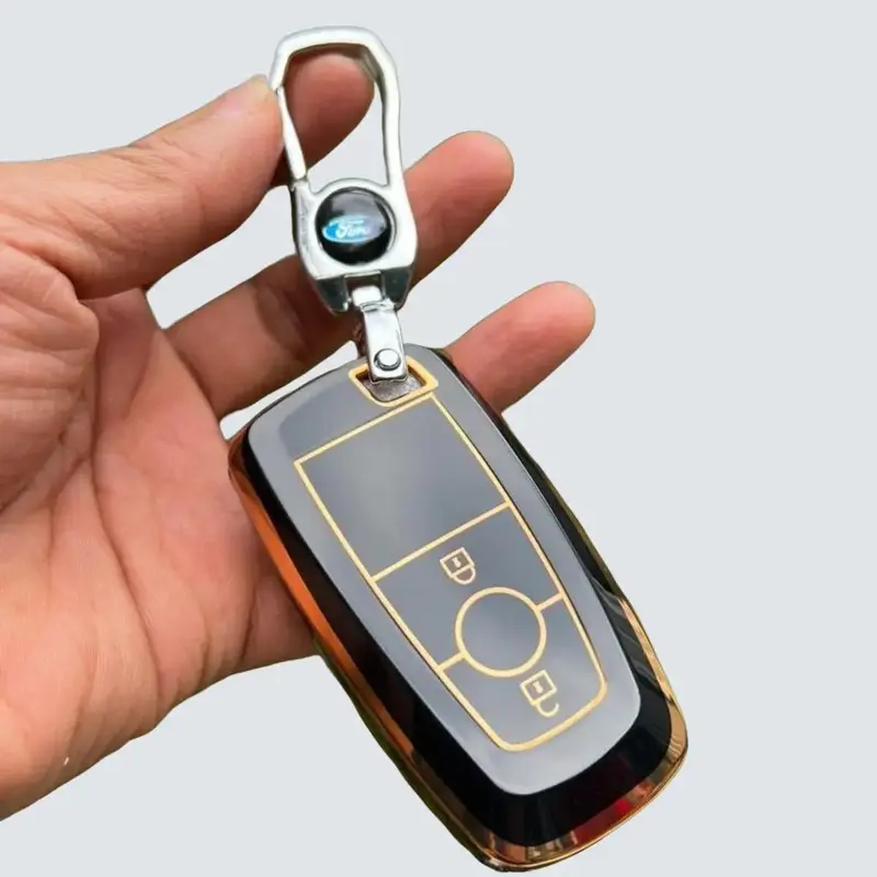 Ốp chìa khóa Đen vàng -Trắng bạċ xe ô tô Ford Ranger Wildtrak  phiên bàn Smartkey Móc Khoá Móc Khóa bảo  vệ 1