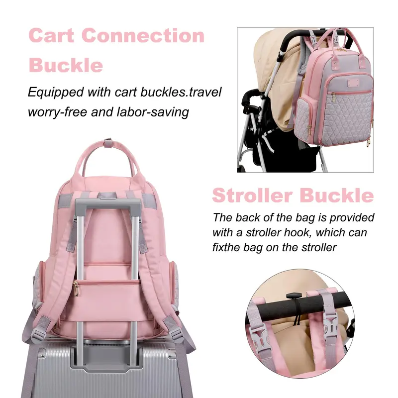 Baby Diaper Bag Backpack, Multifunctional Baby Bag with Insulated Pocket, Large Capacity Nappy Bag Perfect for Work & Travel 8