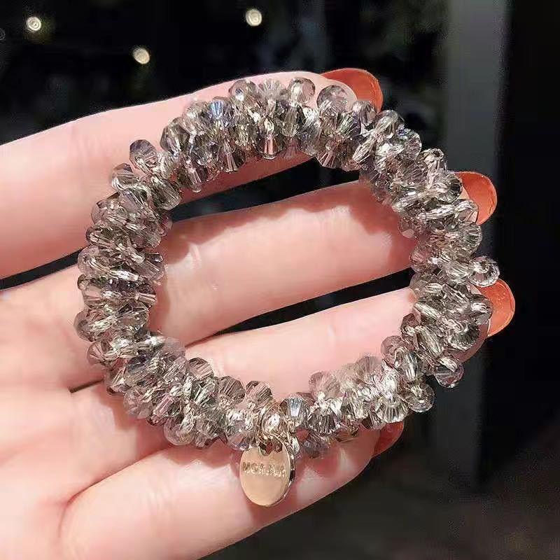 Product Introduction of Korean Simple Temperamental Bracelet Dual-Use Instafamousrubber Band Sweet Headwear Vintage Pearl Head Rope Hair-Binding Crystal Hair Tie 10