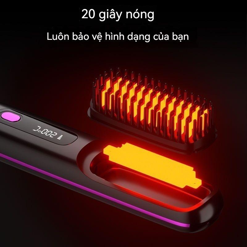 Lược Ion Âm Duỗi Tóc Không Dây, Màn Hình Số, 3 Mức Nhiệt Độ, Tạo Kiểu Tóc Nhanh, Mái Tóc Mượt Mà 7