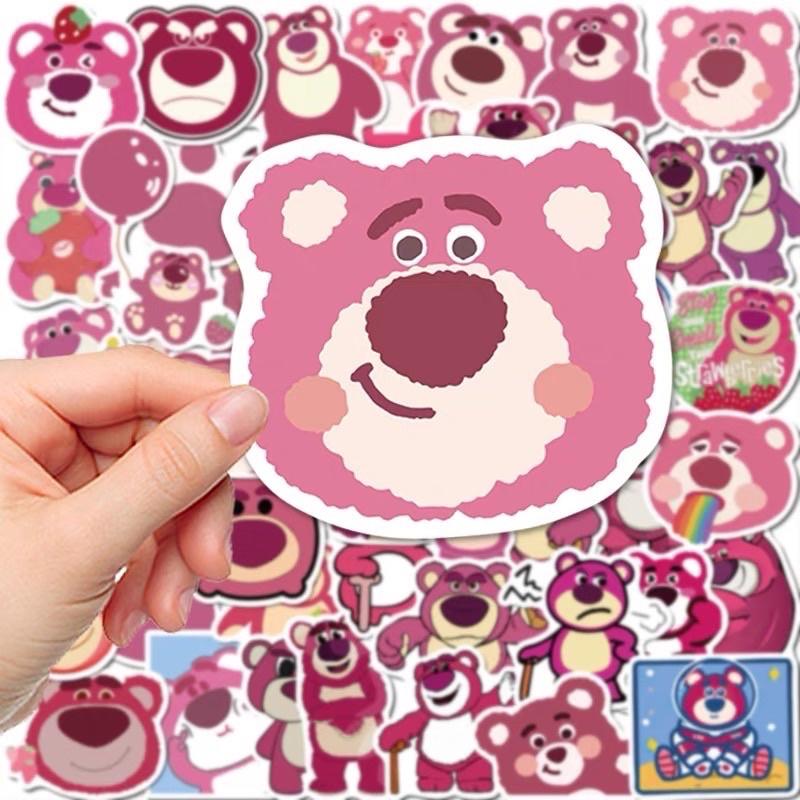Set 50 sticker gấu dâu Losto chống thấm nước trang trí điện thoại, laptop, sổ tay- Combo 50 hình dán decal gấu dâu