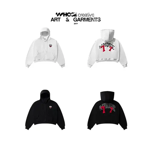 HOODIE ZIP BOXY VER2- Áo khoác dây kéo nỉ 2 da không xù lông thêu đắp vải - Whose Studio