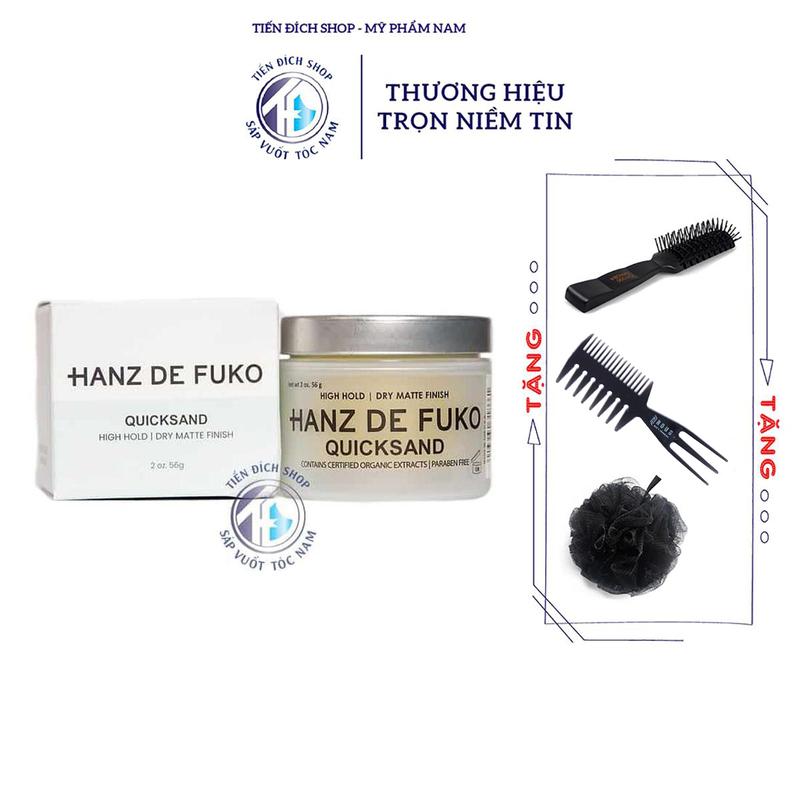 CHÍNH HÃNG Sáp vuốt tóc nam HANZ DE FUKO QUICKSAND cao cấp USA 56gr + Tặng kèm lược bán nguyệt chaoba hoặc lược texture hoặc bông tắm than tre Chăm Sóc Tóc Dưỡng Tóc